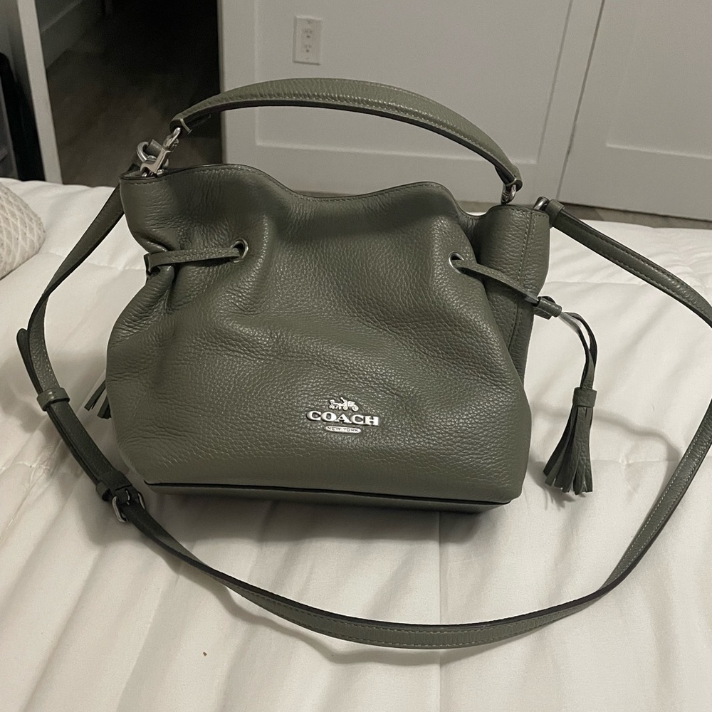 Coach Olive Green Leather Shoulder Bag - Picture 2 of 2